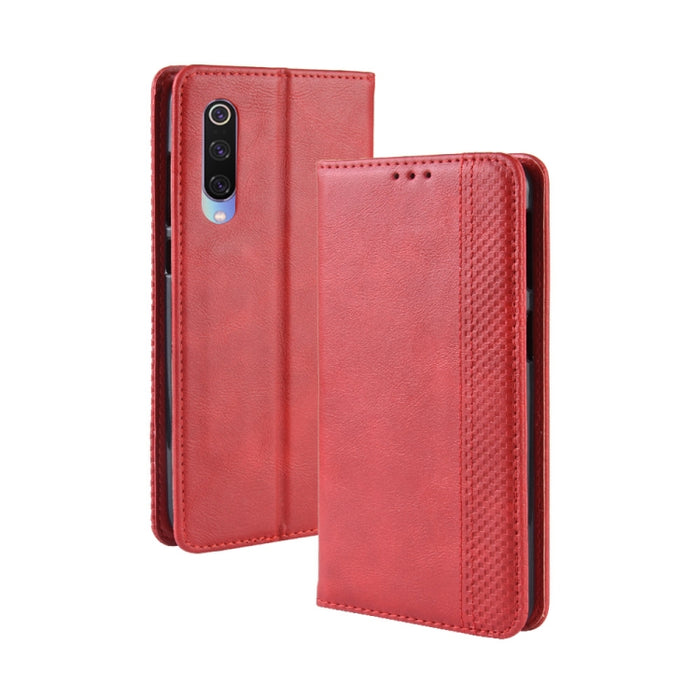 Funda de cuero con tapa horizontal con textura retro y hebilla magnética para Xiaomi Mi 9, con soporte, ranuras para tarjetas y billetera, For Xiaomi Mi 9