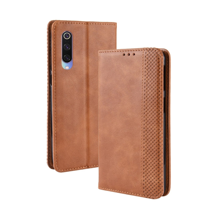 Funda de cuero con tapa horizontal con textura retro y hebilla magnética para Xiaomi Mi 9, con soporte, ranuras para tarjetas y billetera, For Xiaomi Mi 9