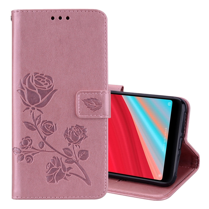Estuche de cuero PU ambiental con tapa horizontal en relieve rosa para Xiaomi Redmi S2, con soporte y ranuras para tarjetas y billetera, For S2, For Xiaomi Redmi S2