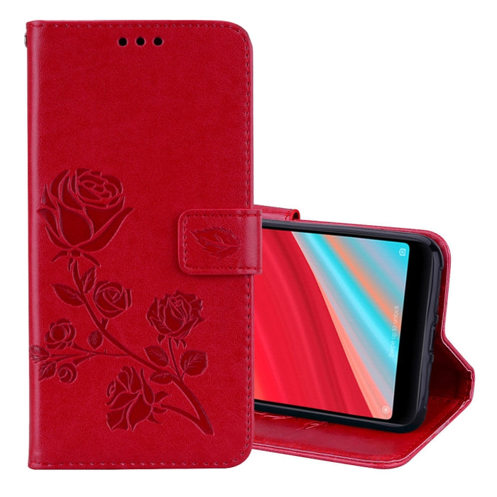 Estuche de cuero PU ambiental con tapa horizontal en relieve rosa para Xiaomi Redmi S2, con soporte y ranuras para tarjetas y billetera, For S2, For Xiaomi Redmi S2