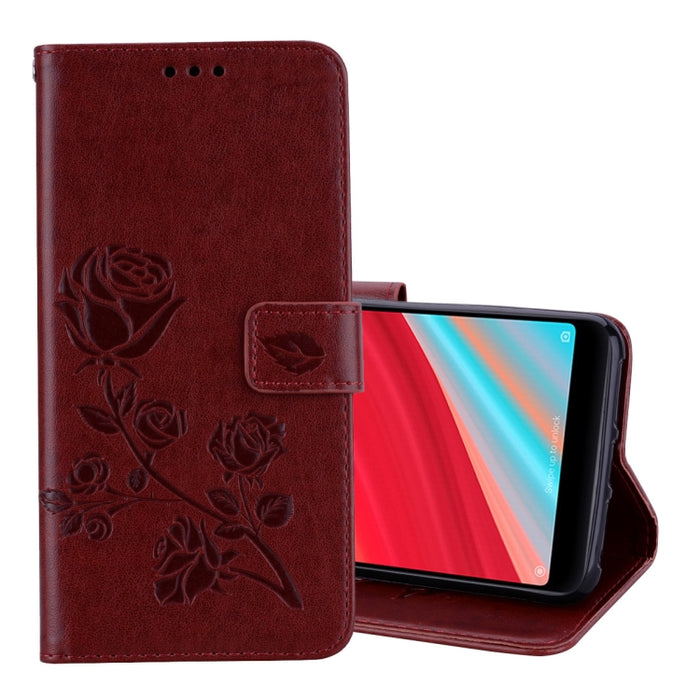 Estuche de cuero PU ambiental con tapa horizontal en relieve rosa para Xiaomi Redmi S2, con soporte y ranuras para tarjetas y billetera, For S2, For Xiaomi Redmi S2