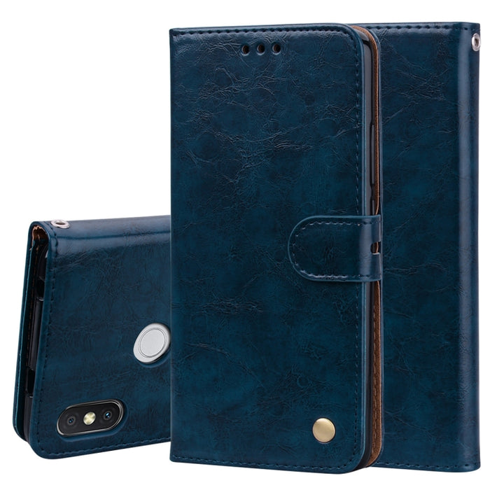 Estuche de cuero con tapa horizontal con textura de cera de aceite de estilo comercial para Xiaomi Redmi S2, con soporte y ranuras para tarjetas y billetera, For Xiaomi S2