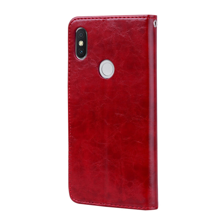Estuche de cuero con tapa horizontal con textura de cera de aceite de estilo comercial para Xiaomi Redmi S2, con soporte y ranuras para tarjetas y billetera, For Xiaomi S2