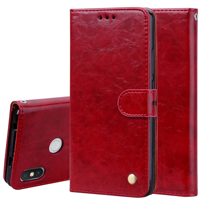 Estuche de cuero con tapa horizontal con textura de cera de aceite de estilo comercial para Xiaomi Redmi S2, con soporte y ranuras para tarjetas y billetera, For Xiaomi S2