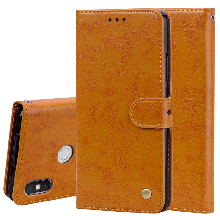 Estuche de cuero con tapa horizontal con textura de cera de aceite de estilo comercial para Xiaomi Redmi S2, con soporte y ranuras para tarjetas y billetera, For Xiaomi S2