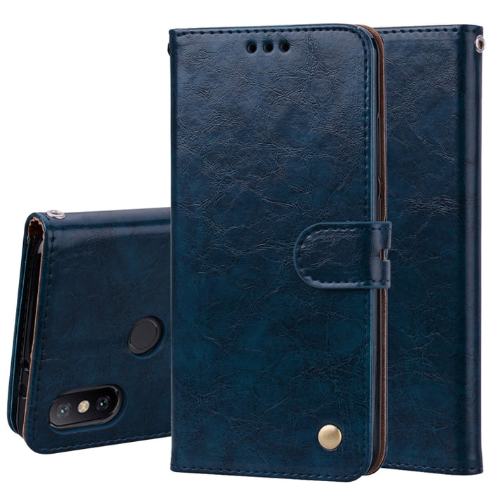 Estuche de cuero con tapa horizontal con textura de cera de aceite de estilo comercial para Xiaomi Mi 6X / A2, con soporte y ranuras para tarjetas y billetera, For Xiaomi Mi 6X, For Xiaomi Mi 6X / A2