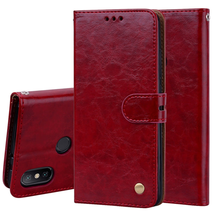 Estuche de cuero con tapa horizontal con textura de cera de aceite de estilo comercial para Xiaomi Mi 6X / A2, con soporte y ranuras para tarjetas y billetera, For Xiaomi Mi 6X, For Xiaomi Mi 6X / A2