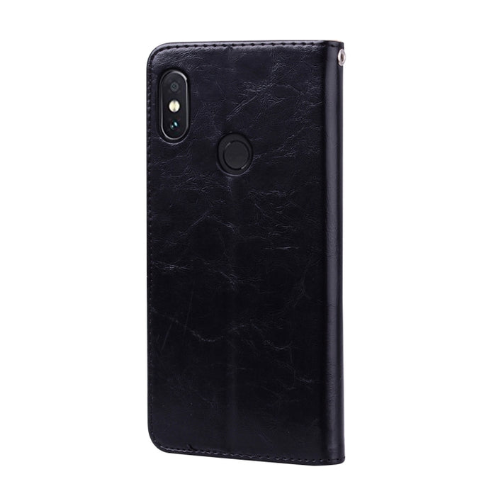 Estuche de cuero con tapa horizontal con textura de cera de aceite de estilo comercial para Xiaomi Redmi Note 5 Pro, con soporte, ranuras para tarjetas y billetera, For Xiaomi Note 5 Pro