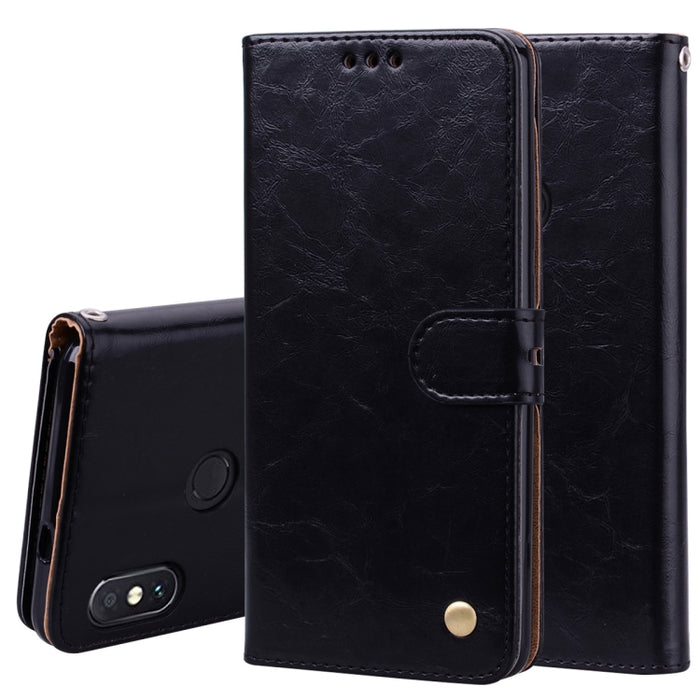 Estuche de cuero con tapa horizontal con textura de cera de aceite de estilo comercial para Xiaomi Redmi Note 5 Pro, con soporte, ranuras para tarjetas y billetera, For Xiaomi Note 5 Pro