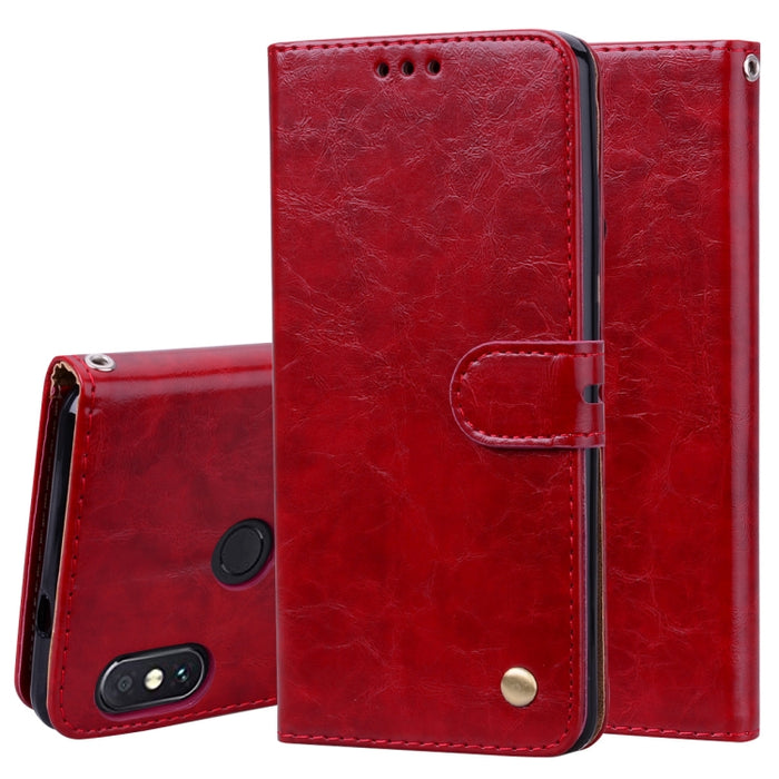 Estuche de cuero con tapa horizontal con textura de cera de aceite de estilo comercial para Xiaomi Redmi Note 5 Pro, con soporte, ranuras para tarjetas y billetera, For Xiaomi Note 5 Pro