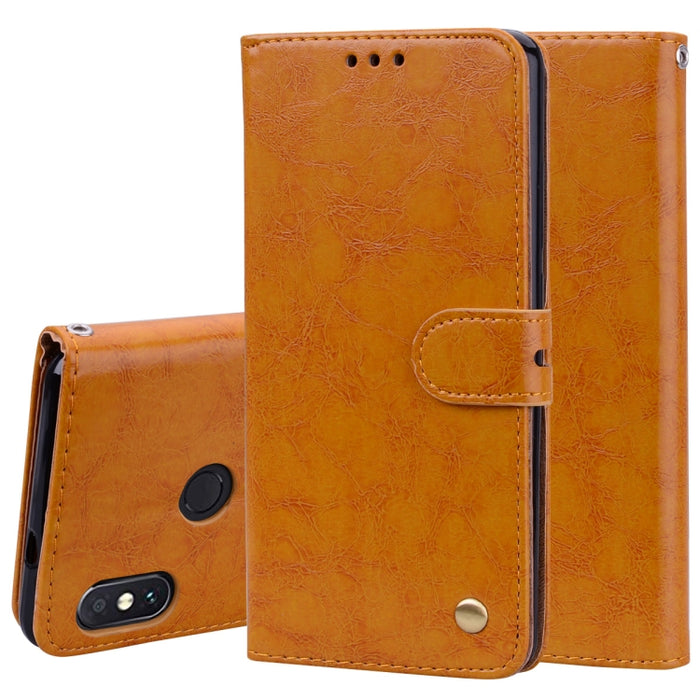 Estuche de cuero con tapa horizontal con textura de cera de aceite de estilo comercial para Xiaomi Redmi Note 5 Pro, con soporte, ranuras para tarjetas y billetera, For Xiaomi Note 5 Pro