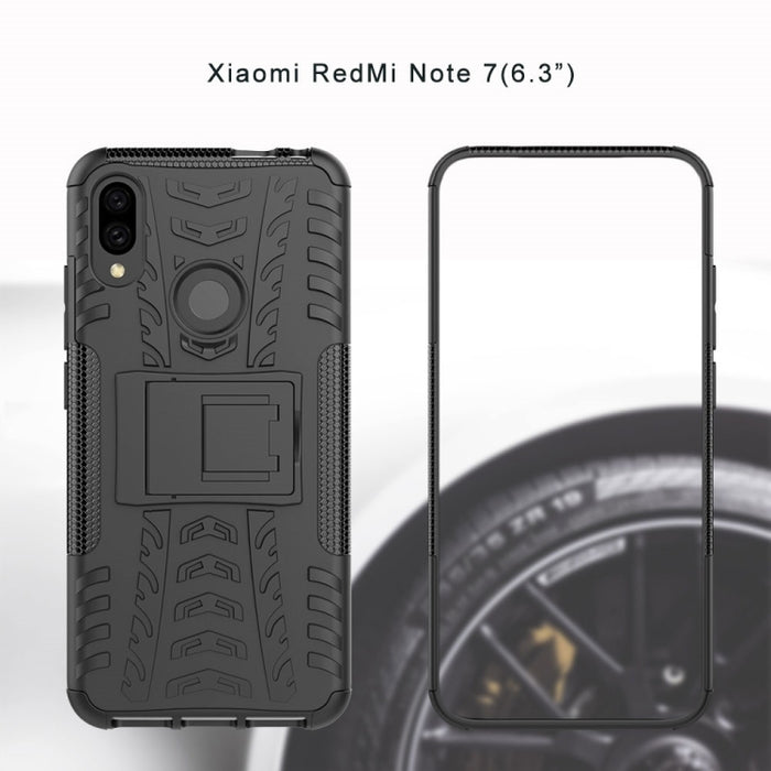 Tire Texture TPU+PC Caja del teléfono a prueba de golpes para Xiaomi Redmi Note 7, con soporte