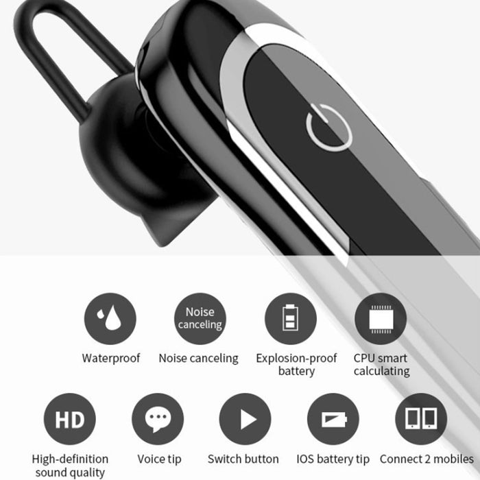 Moloke D5 Tipo de oreja colgante Negocios Bluetooth A prueba de agua Anti-sudor Auriculares con cancelación de ruido Auriculares de sonido HiFi