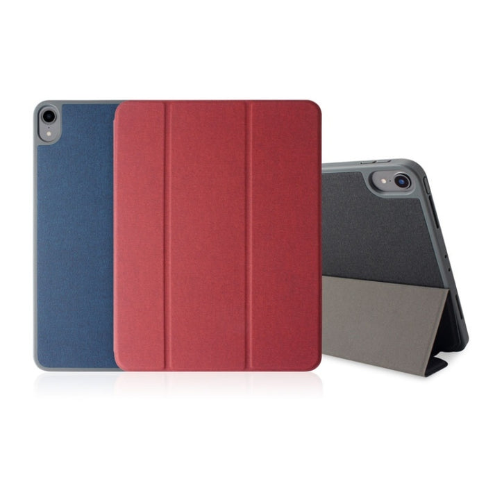 Estuche de cuero Mutural Exquisite Series con textura de tela PU + TPU para iPad Pro de 12.9 pulgadas (2018), con soporte de 3 pliegues y ranura para bolígrafo y función de suspensión y activación