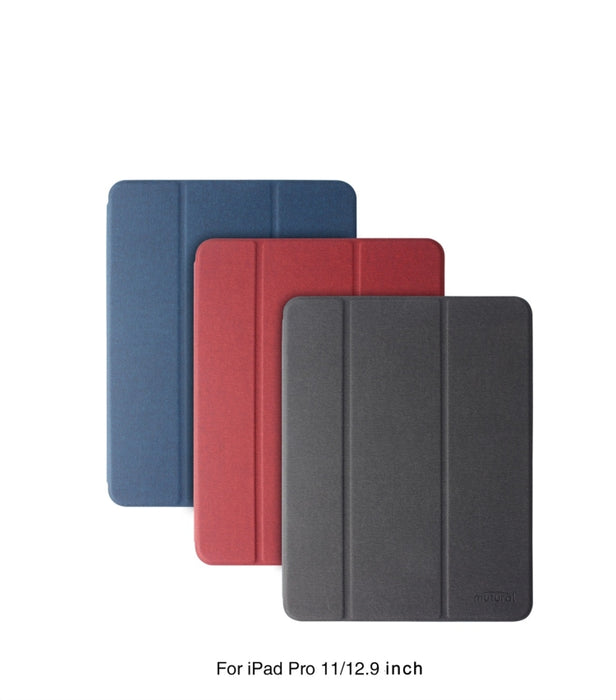 Estuche de cuero Mutural Exquisite Series con textura de tela PU + TPU para iPad Pro de 12.9 pulgadas (2018), con soporte de 3 pliegues y ranura para bolígrafo y función de suspensión y activación