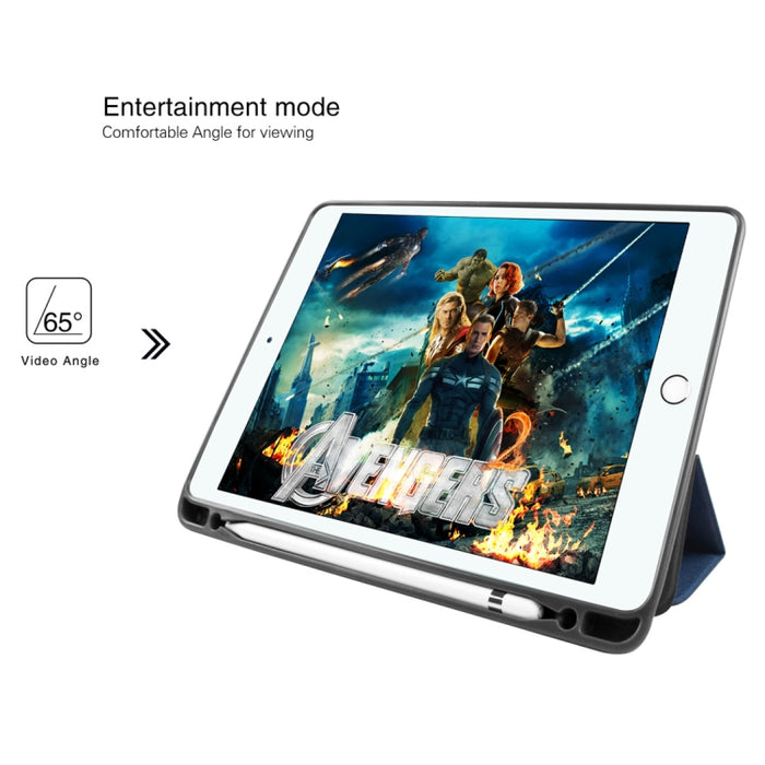 Funda de cuero Mutural Exquisite Series con textura de tela PU + TPU para iPad Pro de 10,5 pulgadas, con soporte de 3 pliegues y ranura para bolígrafo y función de suspensión y activación