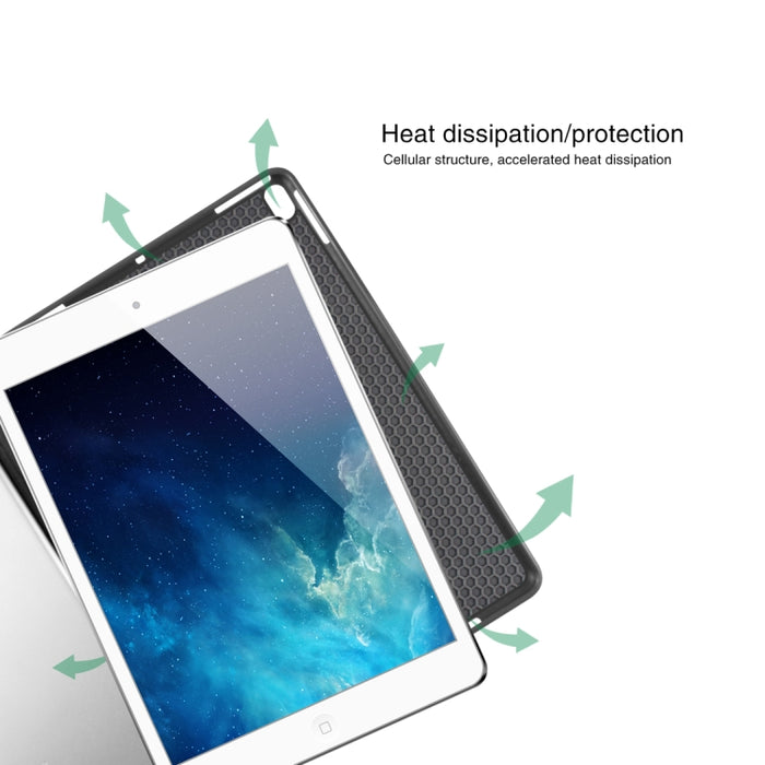 Funda de cuero Mutural Exquisite Series con textura de tela PU + TPU para iPad Pro de 10,5 pulgadas, con soporte de 3 pliegues y ranura para bolígrafo y función de suspensión y activación