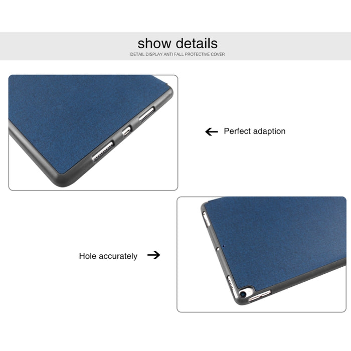 Funda de cuero Mutural Exquisite Series con textura de tela PU + TPU para iPad Pro de 10,5 pulgadas, con soporte de 3 pliegues y ranura para bolígrafo y función de suspensión y activación